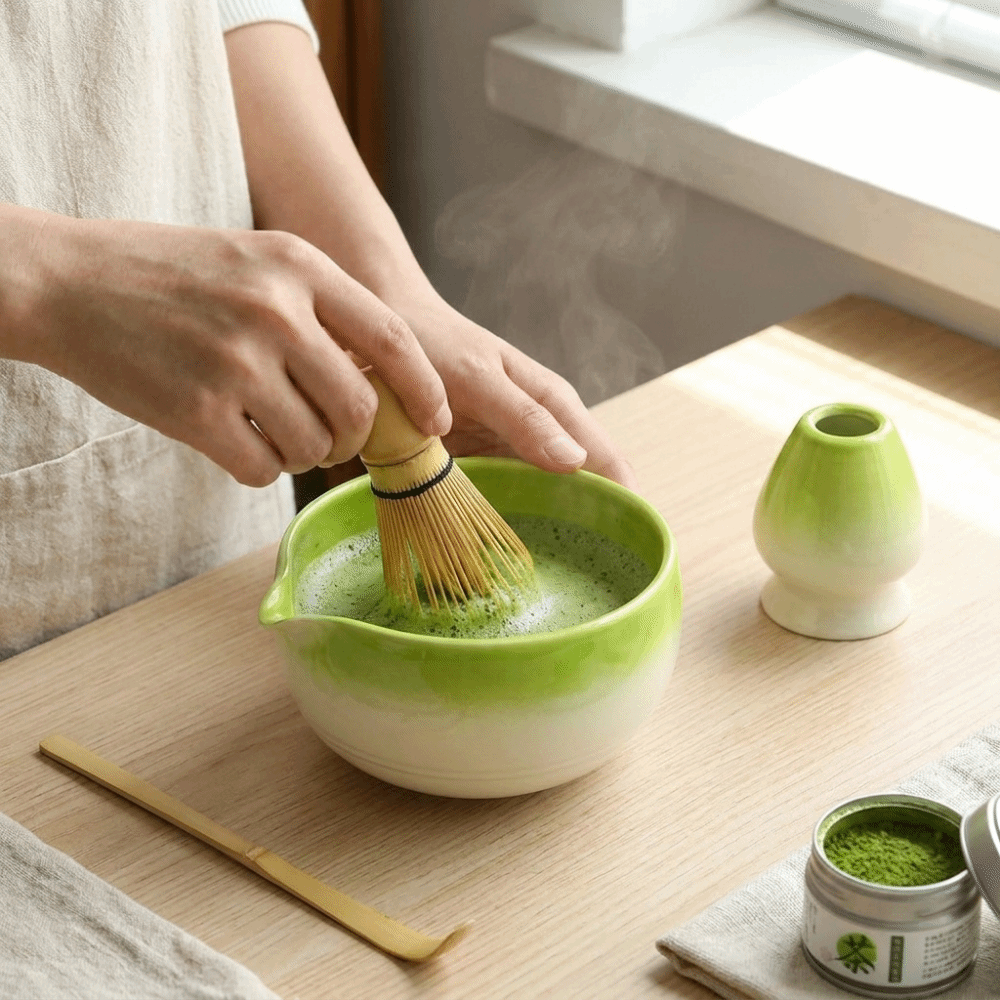 Matcha Whisk Set - Traditional Ceramic Matcha Bowl with Pouring