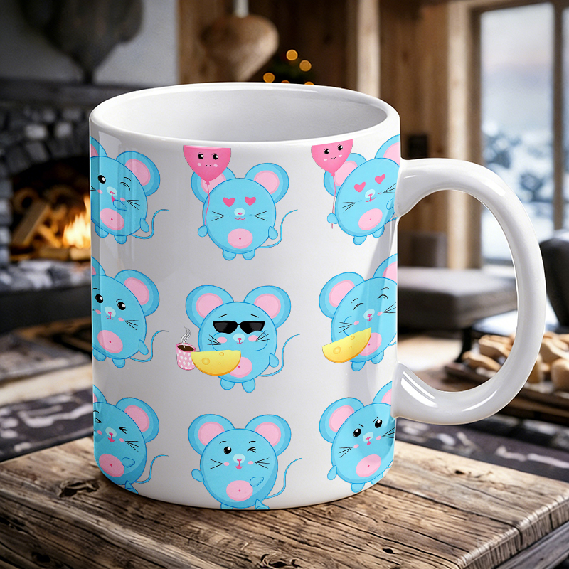 Coffee Tea Emoji - 1PCS Funny Blue Mouse Emoji Ceramic