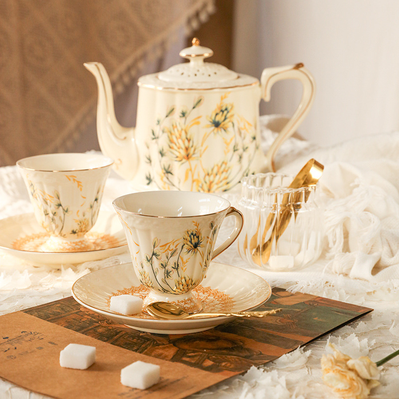 Golden French Retro European C - Coffee Tea English reseña y precio