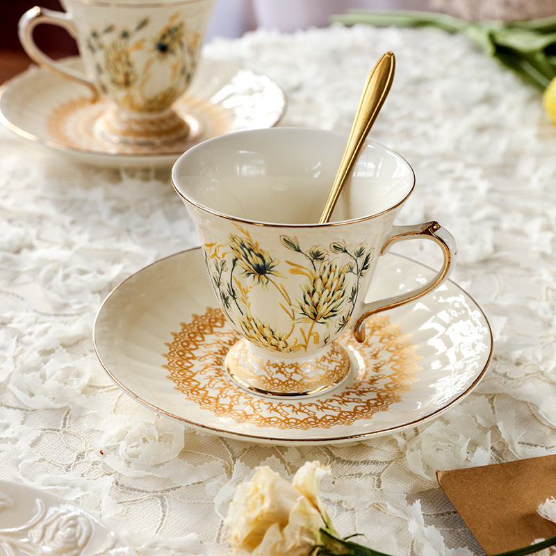 Golden French Retro European C - Coffee Tea English reseña y precio