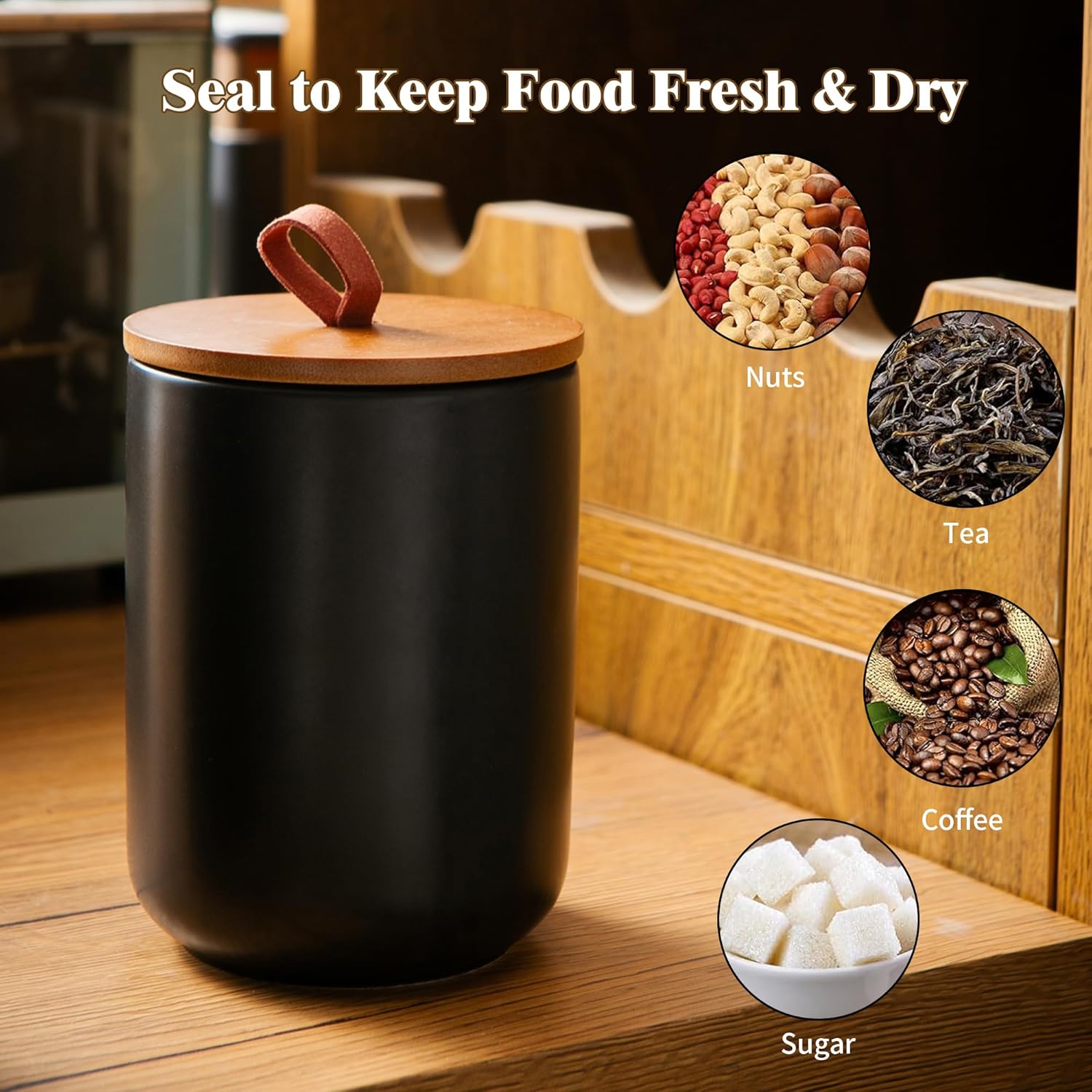 Ceramic Canister Set (30 oz, 4 - Coffee Tea Jars reseña y precio