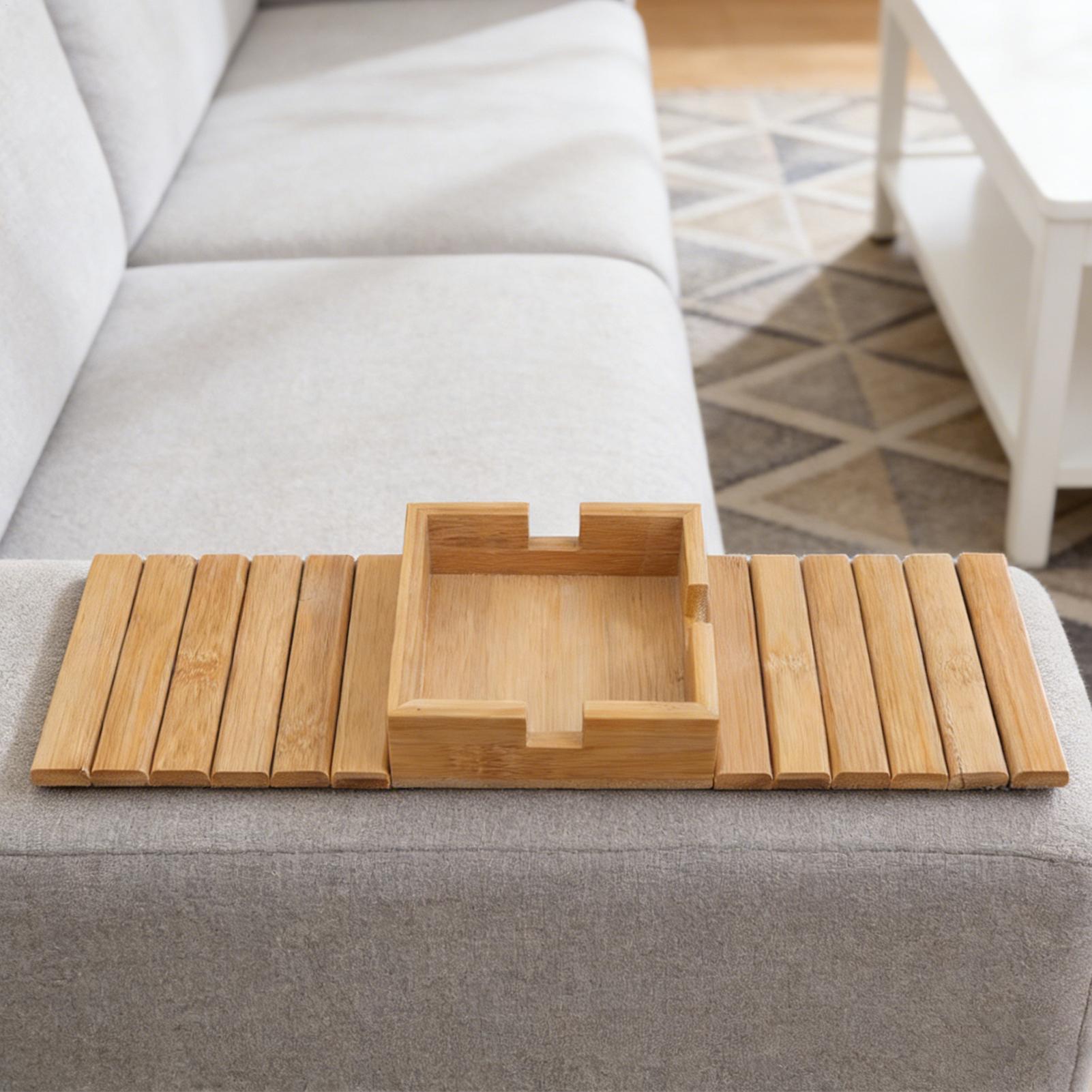 Couch Cup Holder Wood Sofa Arm - Bamboo Tea Tray reseña y precio