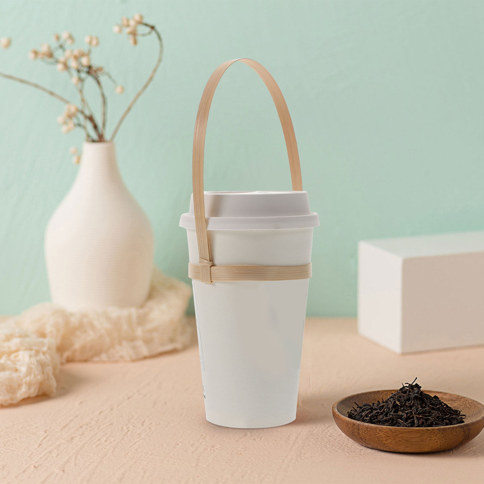 10Pcs Bamboo Drink Cup Carrier - Bamboo Tea Tray reseña y precio