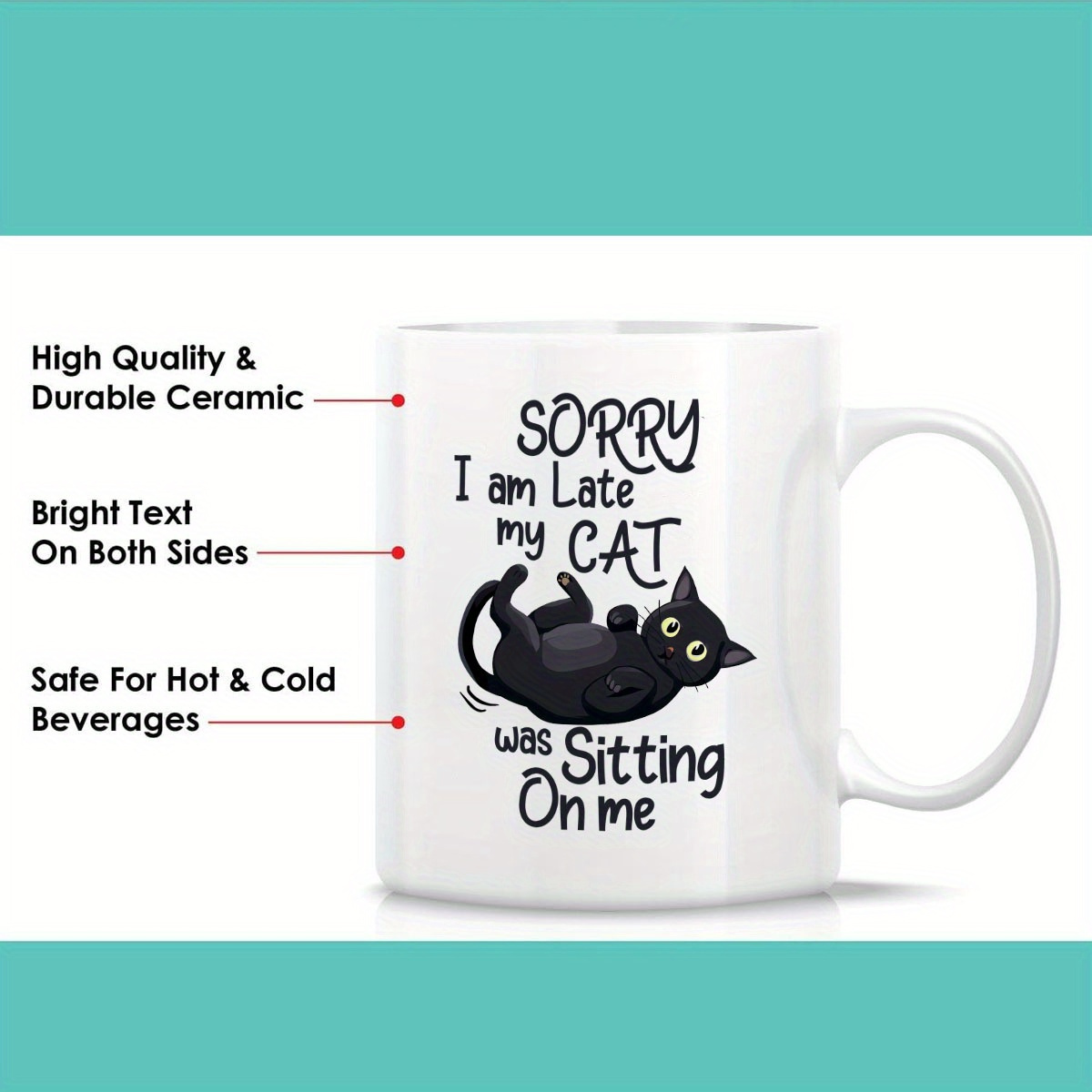 1 Funny Cat Shaped Ceramic Mug - Coffee Tea With Me reseña y precio
