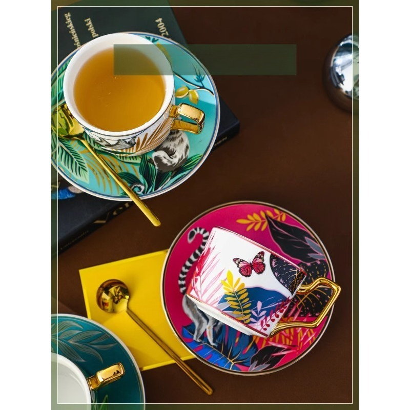 Jungle Animal Coffee Cup Plate - Coffee Tea English reseña y precio