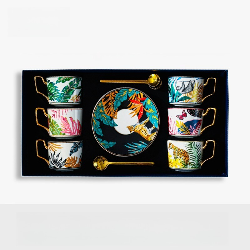 Jungle Animal Coffee Cup Plate - Coffee Tea English reseña y precio