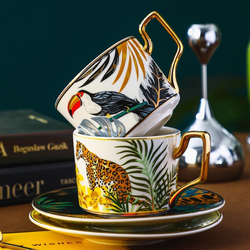 Jungle Animal Coffee Cup Plate - Coffee Tea English reseña y precio